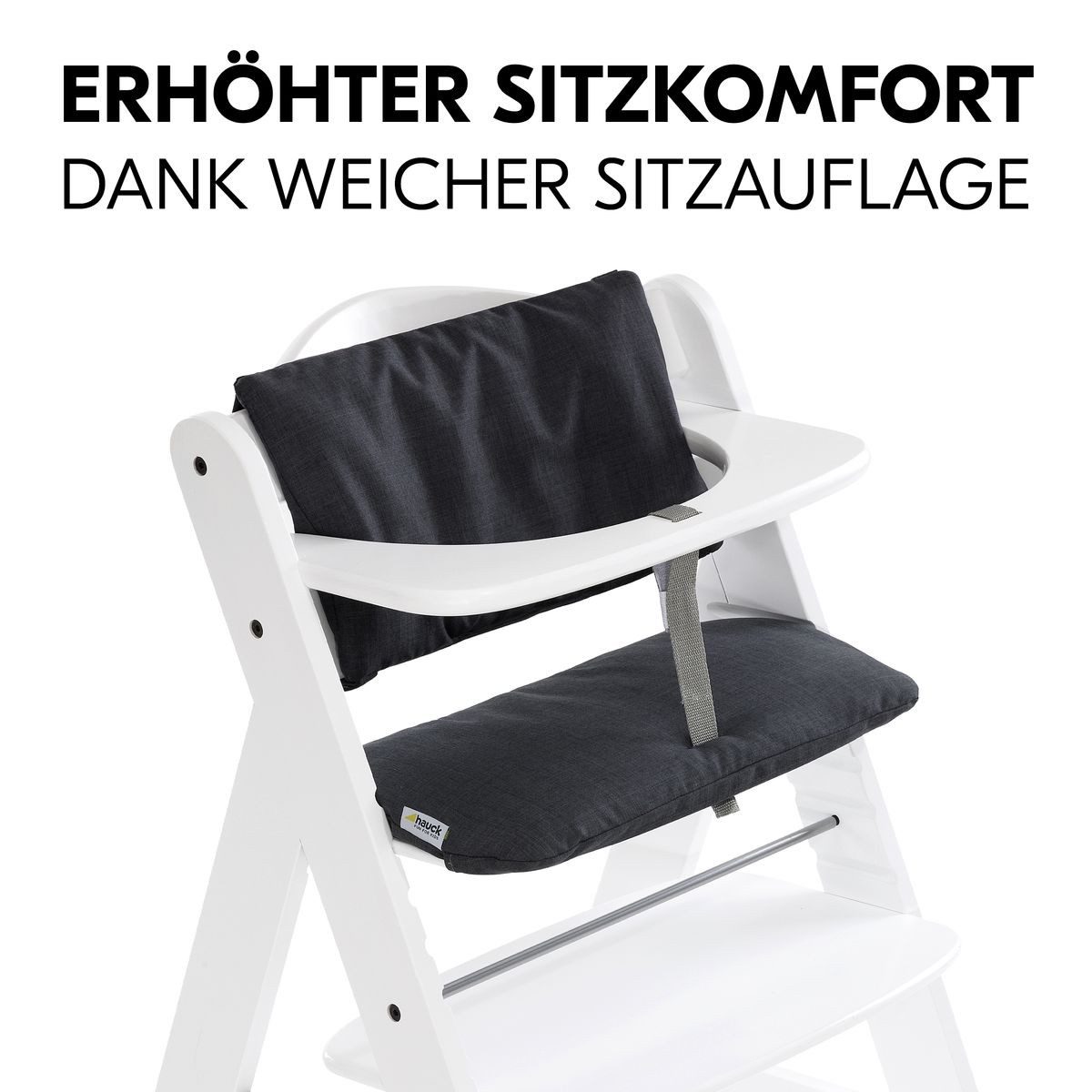 Hauck Hochstuhl Alpha Plus White, Mitwachsender Holz Kinderhochstuhl ab 6 Monaten mit Sitzauflage & Gurt