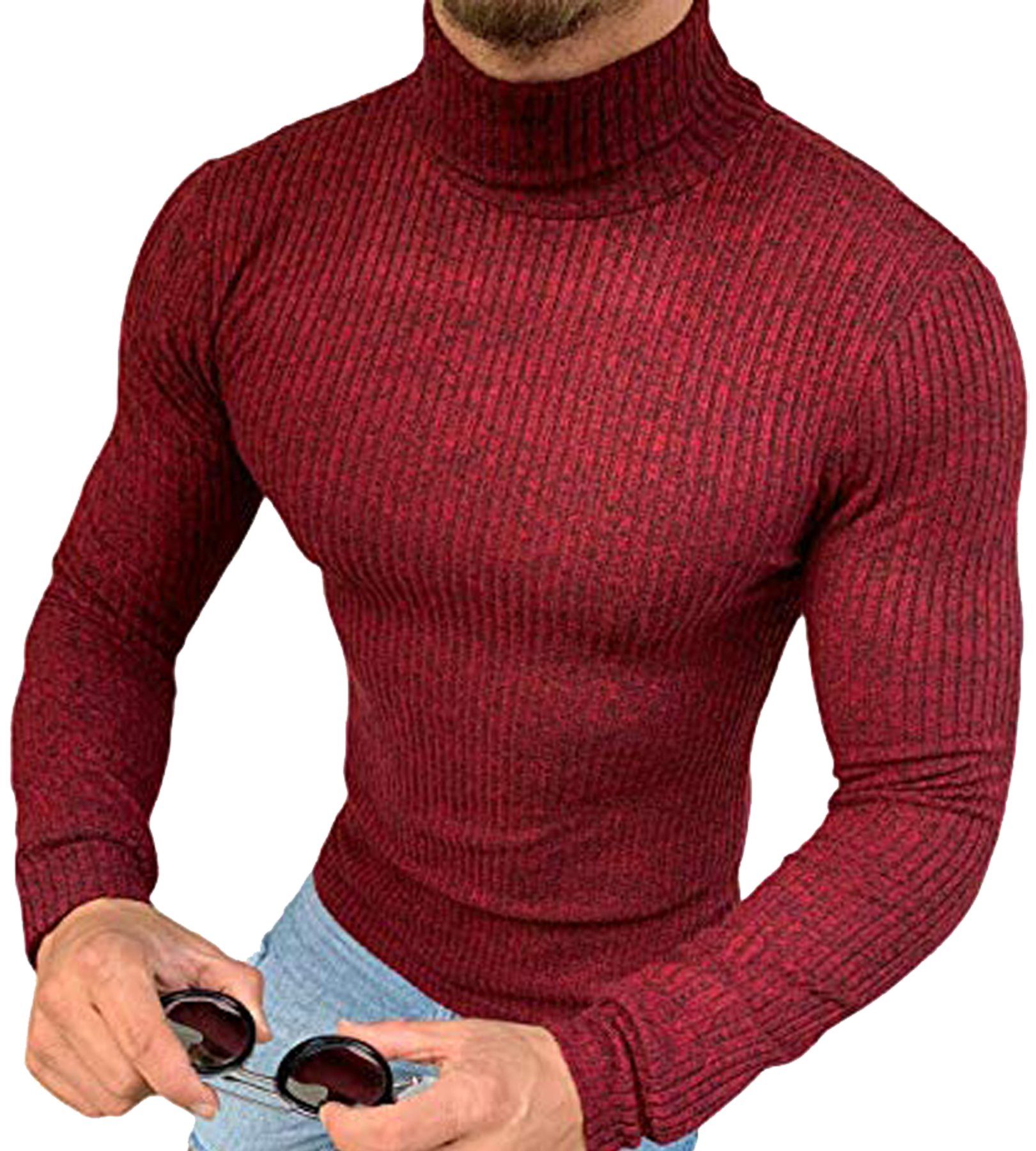 Megaman Jeans Rollkragenpullover Herren Rollkragenpullover Rolli Hoher Pulli Warrm Hoher Kragen