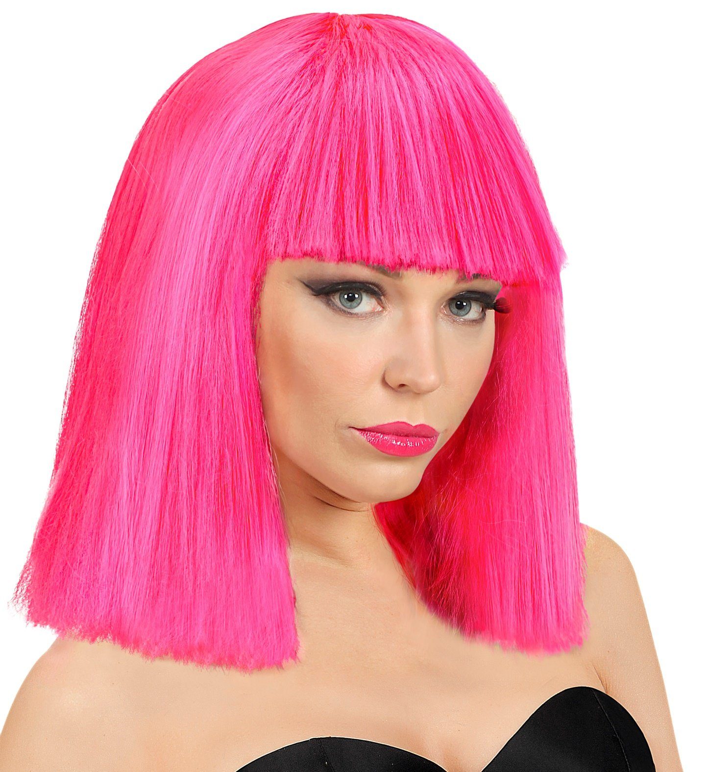 Kostüm-Perücke Damen Longbob Perücke 'Showgirl', Neon Pink