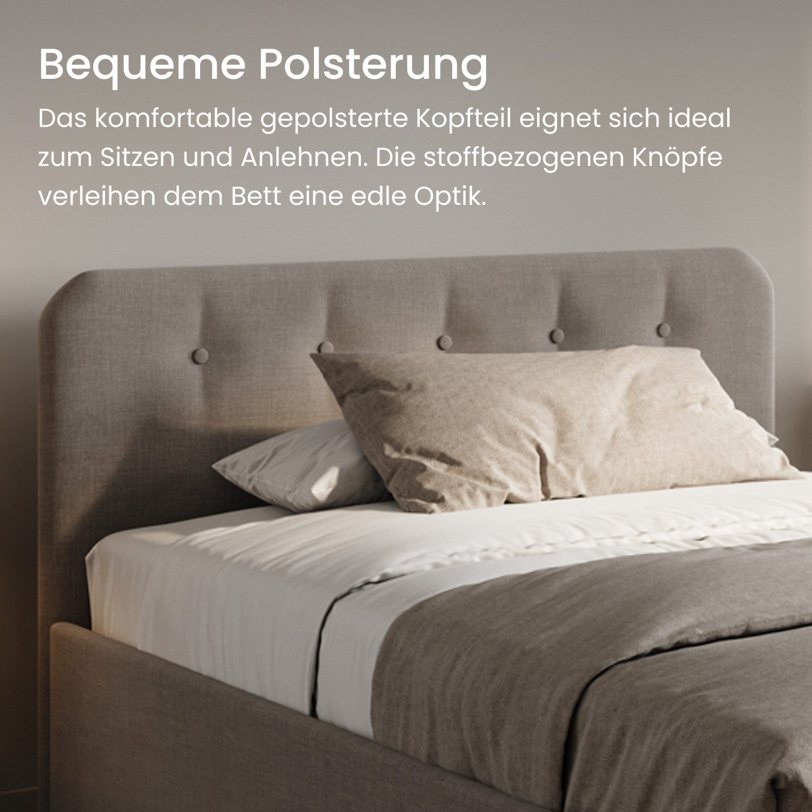 Home Collective Polsterbett Bett mit Stauraum, verstellbarem Lattenrost, viele Größen (Größen: 100x200 120x200 140x200 160x200 180x200 200x200, hochwertiger Str – Bild 4 von 5