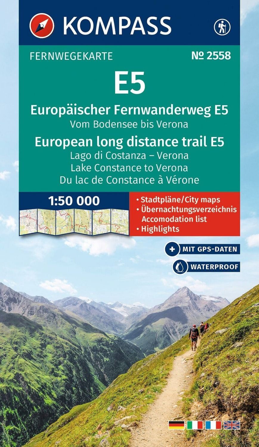 KOMPASS Wander-Tourenkarte Europäischer Fernwanderweg E5 Alpenüberquer / diverse