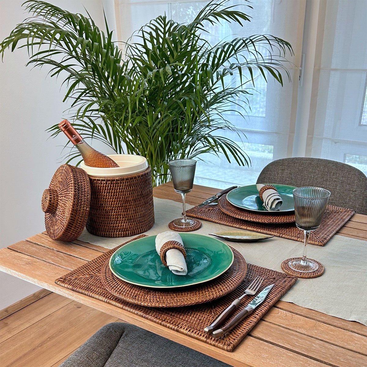 fiolini Platzteller Rattan Rund Ø 32 cm; Rattanteller / Dekoteller