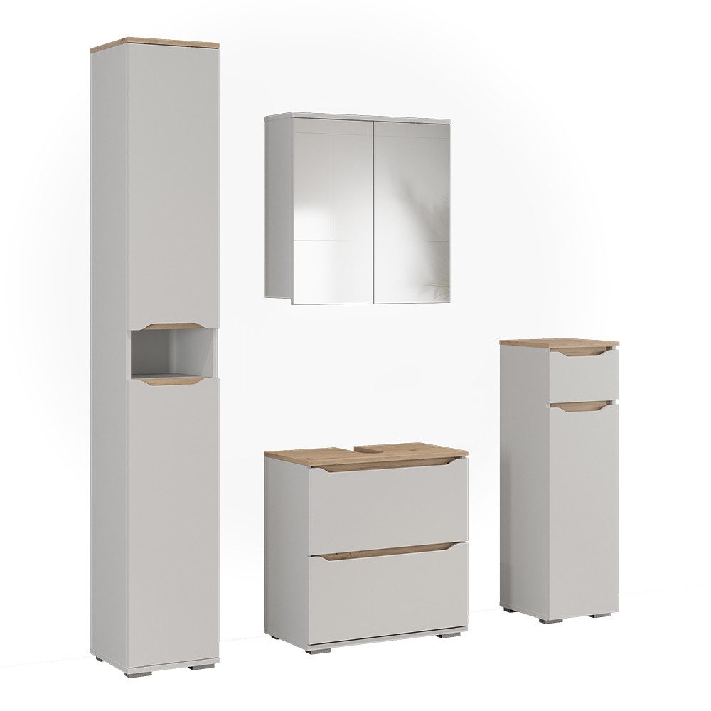 Vicco Badmöbel-Set Ruben, Weiß/Artisan-Eiche, 4-teiliges Set, (4-St., 4er Set)