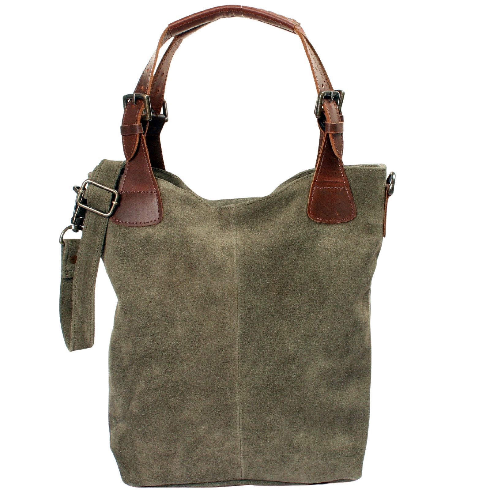 LECONI Schultertasche Henkeltasche Damentasche Handtasche für Damen Leder Shopper LE0054-VL, weiches Wildleder - geflochtene Henkel - verstellbarer Tragegurt