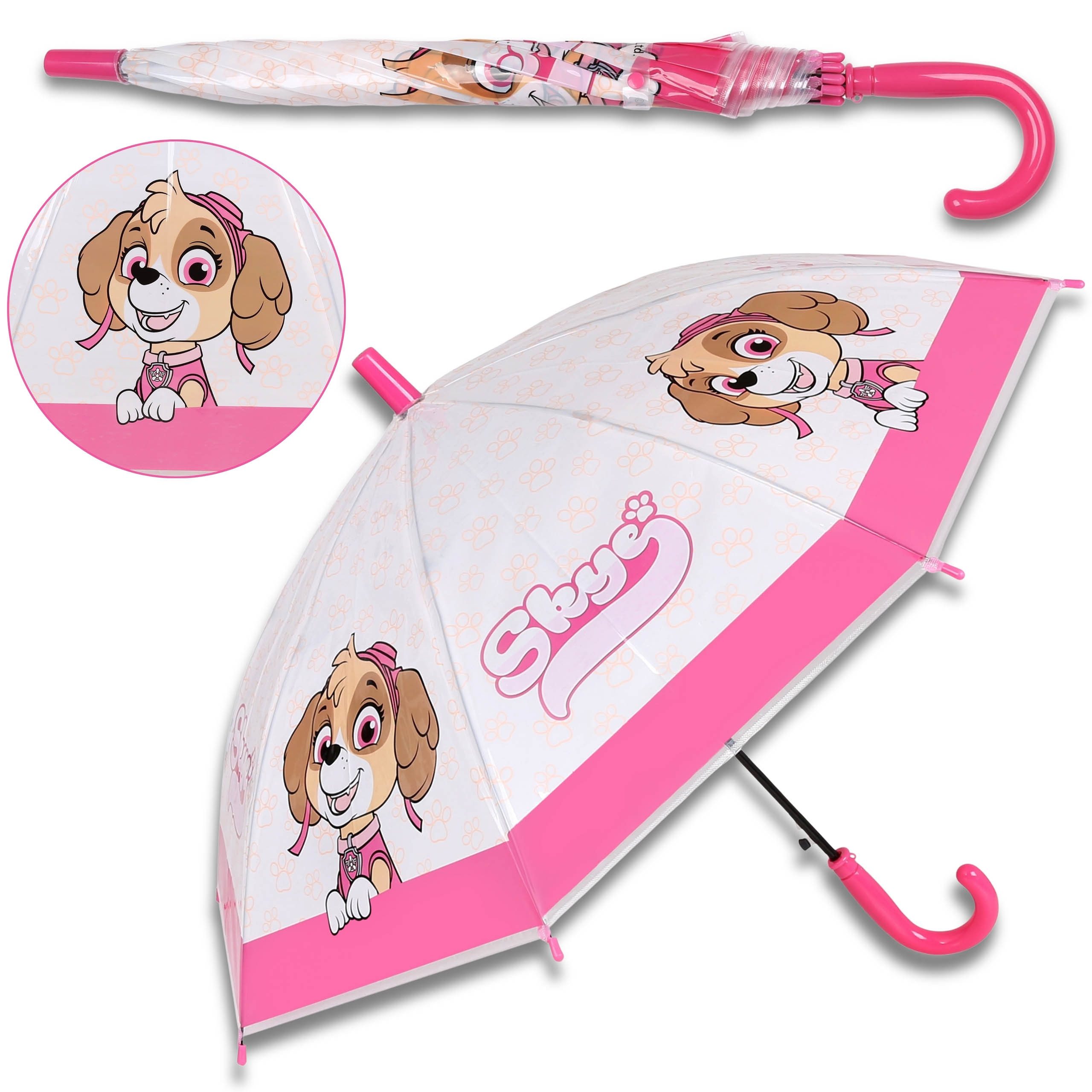 PAW PATROL Taschenregenschirm Paw Patrol Skye Rosa und weißer faltbarer automatischer Regenschirm