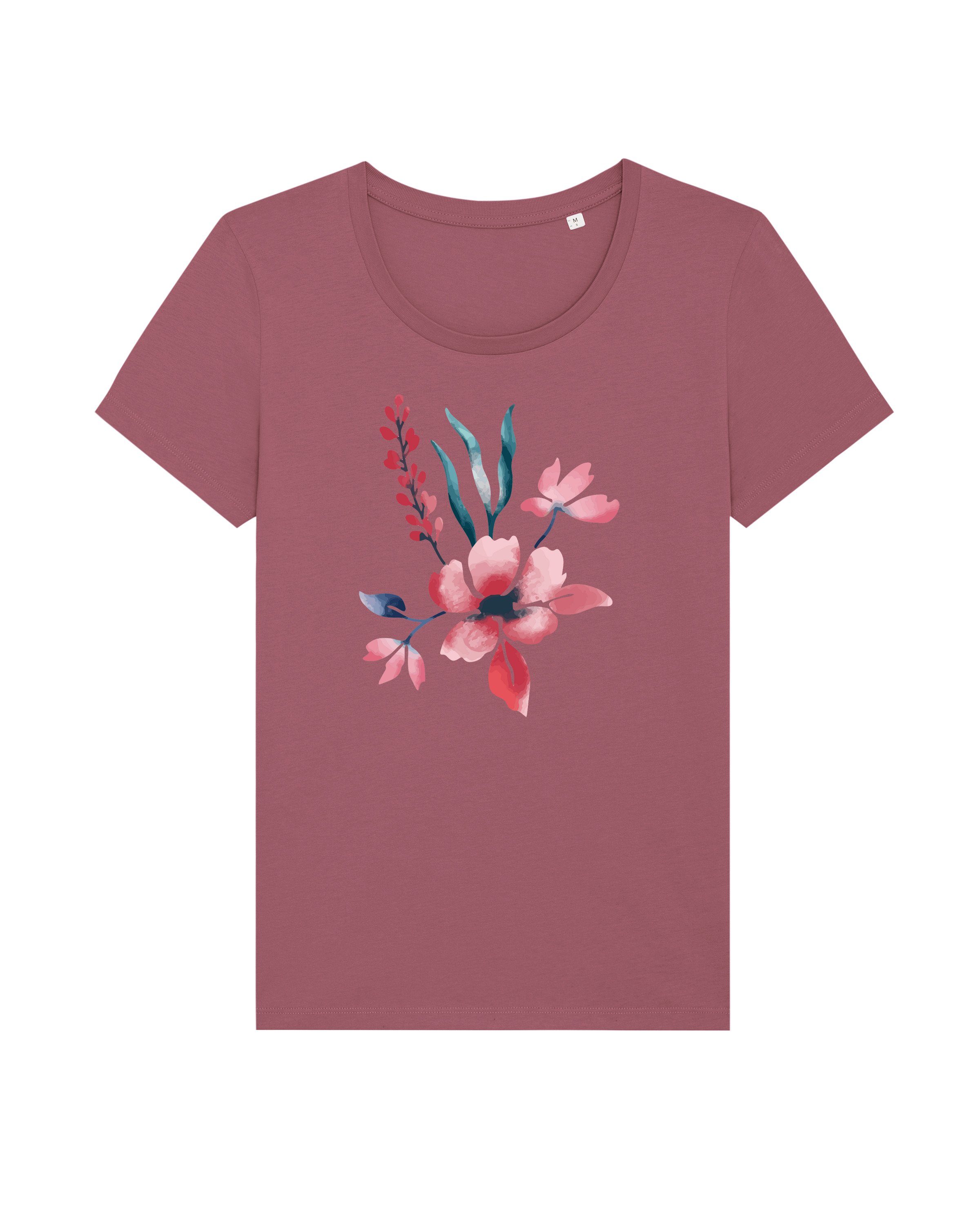 wat? Apparel Print-Shirt Blume in Wasserfarbe 01 (1-tlg) Hibiscus Rose
