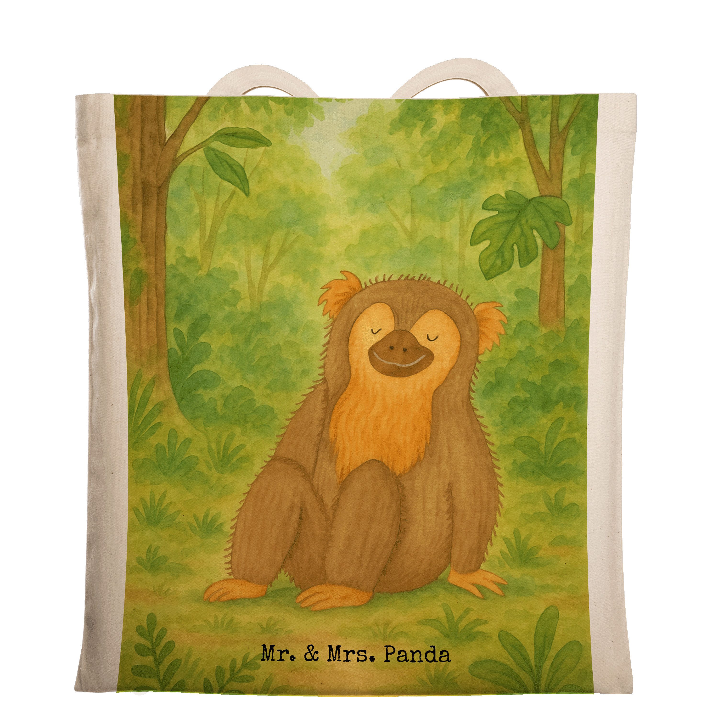 Mr. & Mrs. Panda Tragetasche Affe Design, Schultasche, Weiß, Respekt, Motivation, Afrika, Laptopta (Packung), textilbeutel festivaltasche Jutebeutel