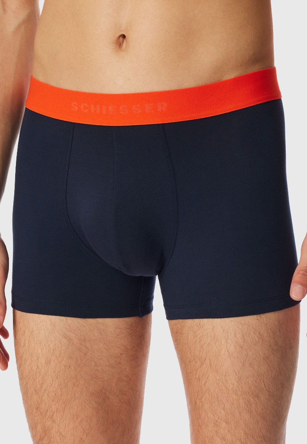 Schiesser Boxershorts 95/5 farblich abgesetzter, sportlicher Logo-Webgummibund