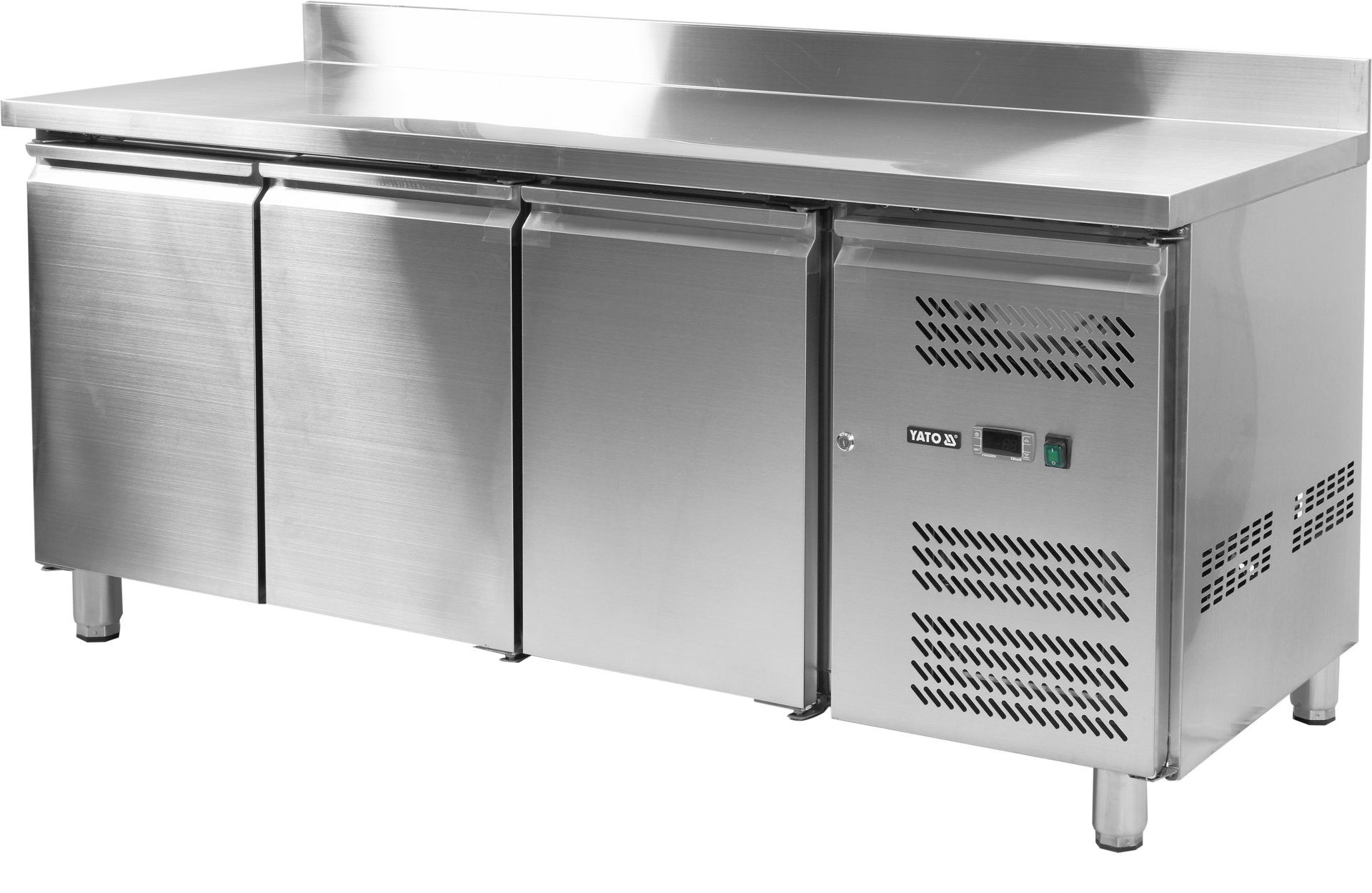Yato Arbeitstisch Banco refrigerato con 3 porte, temperatura -2 ~ +8 °C, 230W, 417L