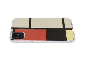 MuchoWow Handyhülle Komposition mit rotem Quadrat, schwarz, blau - Piet Mondrian, Handyhülle Samsung Galaxy A52 5G, Smartphone-Bumper, Print, Handy