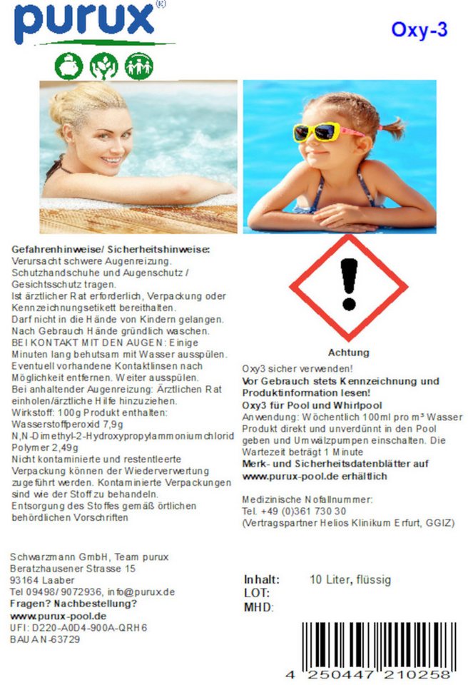 Thumbnail - purux Poolpflege Oxy3 10 Liter, Aktivsauerstoff, 10 Liter