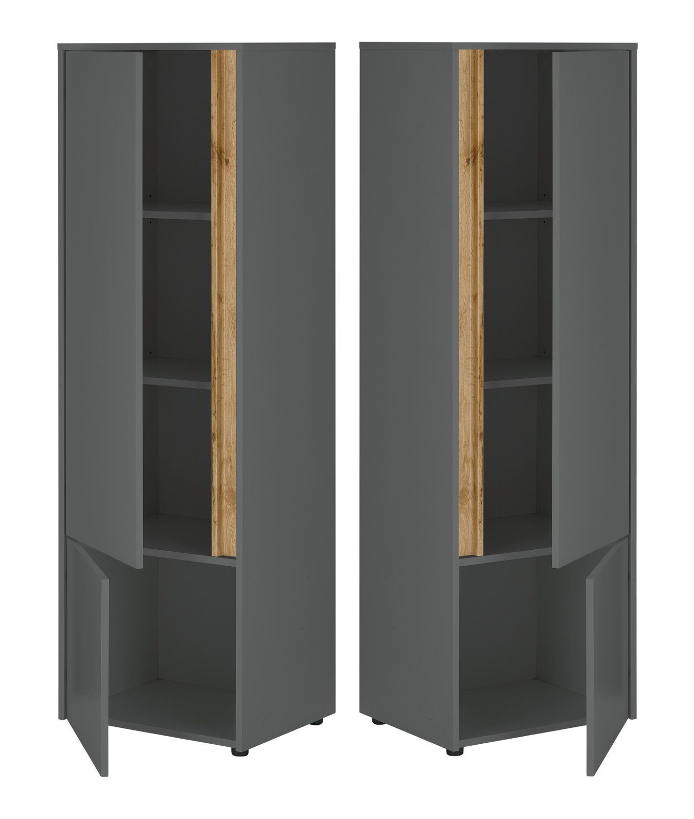 Furn.Design Schreibtisch Center (Büromöbel Set, 4-teilig inklusive Schrank und Regal), mit viel Stauraum