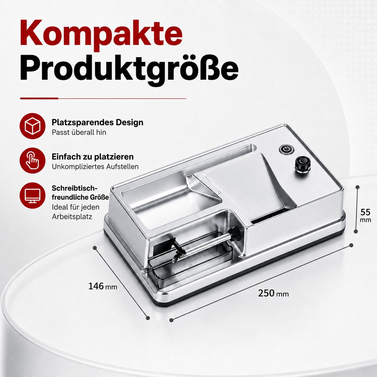 VEKROBOT Tischdrehmaschine kompaktes elektrisches Rollgerät für den Hausgebrauch für 8,0/6,5 mm, (1-tlg., Kompakt. Elektrisch. Effizient), Kompakt, leicht & imm – Bild 2 von 5