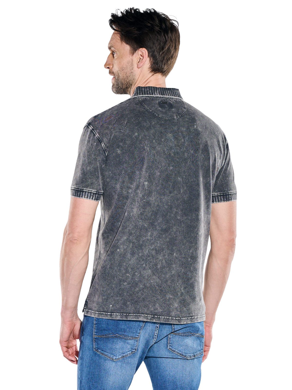 Engbers Poloshirt Herren Poloshirt mit authentischem Farbeffekt, Anthrazit