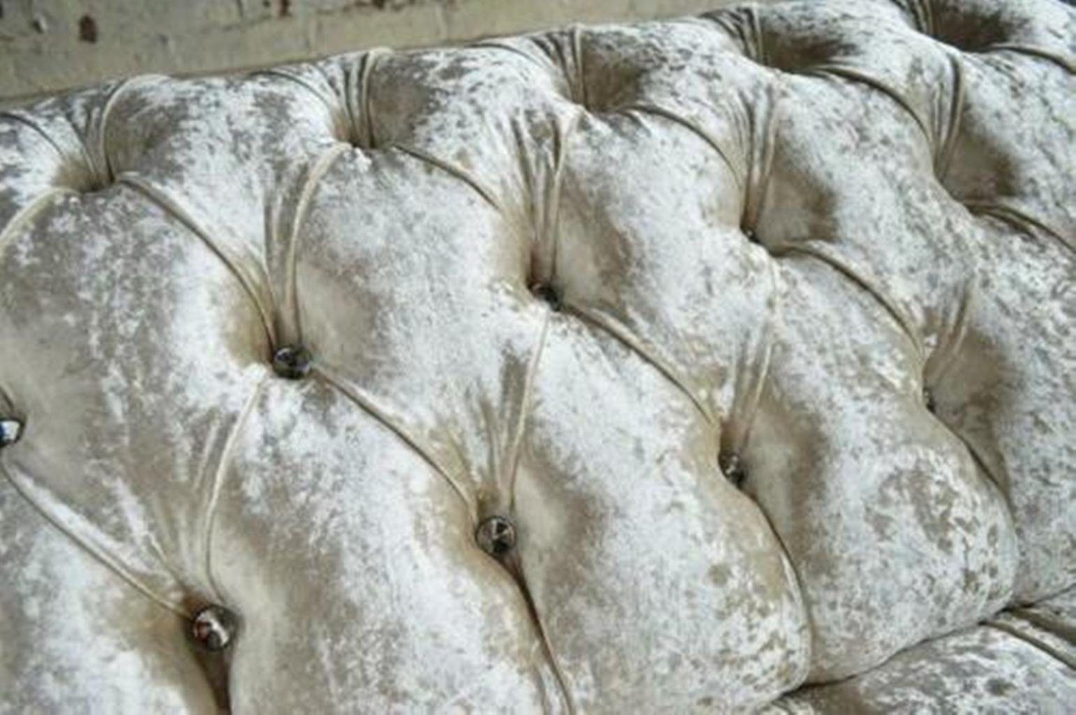 Textil in Silber Luxus Chesterfield-Sofa Made JVmoebel Chesterfield Europe Dreisitzer Couch Neu, Möbel