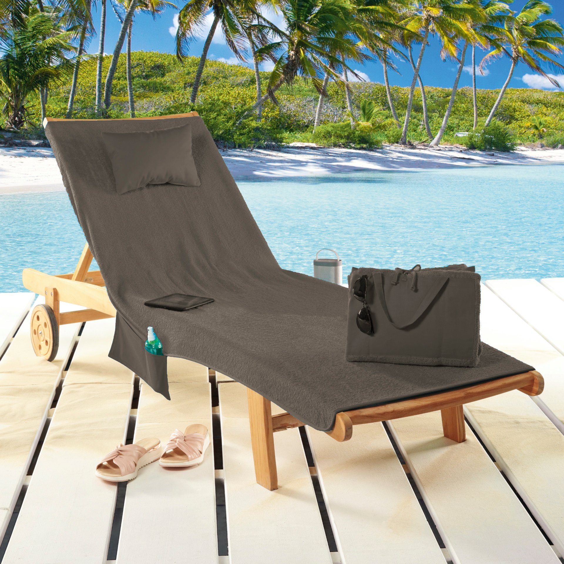 Delindo Lifestyle Liegenauflage MIAMI, (1 St), Faltbar in eine Tasche - inkl. Kopfkissen