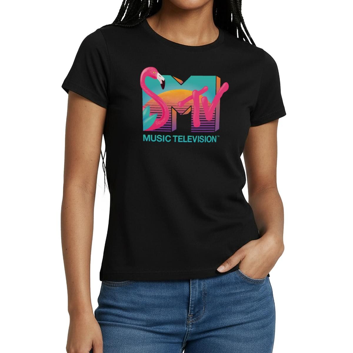 Spreadshirt T-Shirt MTV Music Television Flamingo-Logo Frauen T-Shirt (1-tlg)