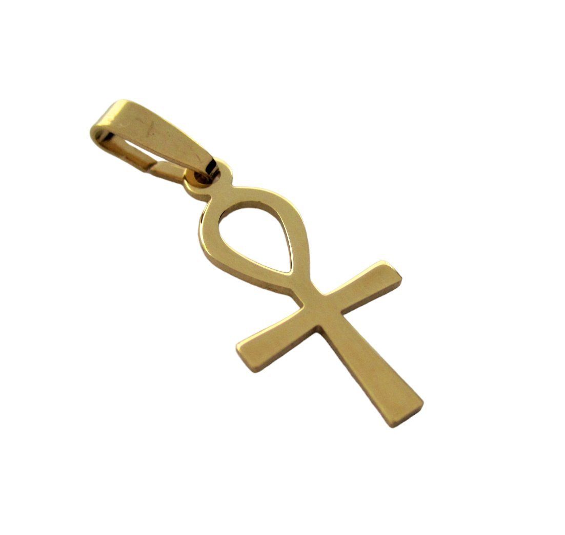 NICEANDnoble Kettenanhänger 585er-Gold 14 kt. Anhänger Kreuz Anch Gelbgold poliert 20 mm, Goldschmuck für Damen und Herren