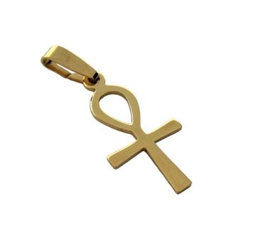 NICEANDnoble Kettenanhänger 585er-Gold 14 kt. Anhänger Kreuz Anch Gelbgold poliert 20 mm, Goldschmuck für Damen und Herren