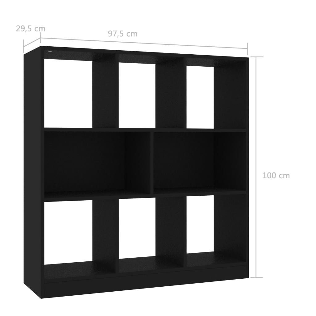 furnicato Holzwerkstoff 97,5x29,5x100 cm Bücherregal Schwarz