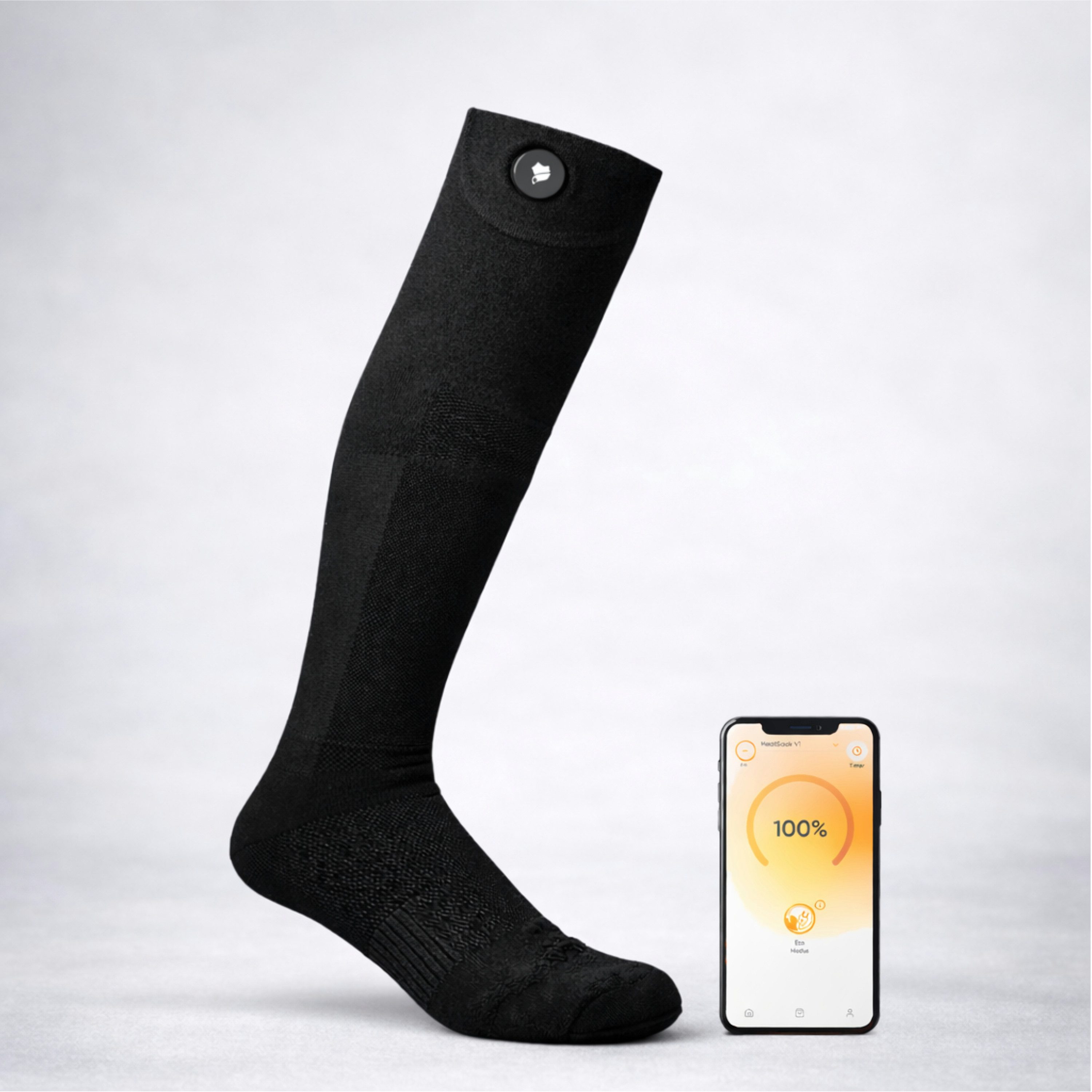 Vulpés Elektrofußwärmer V1 PRO HeatSock - Intelligente Beheizbare Socken, 360° Wärme, App-Steuerung (100), Niedrigtemp-Akku, Komfortzonen