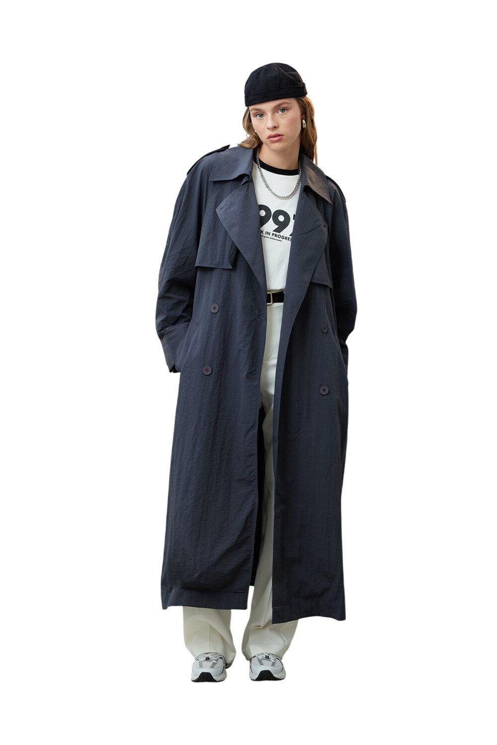 MANUKA Trenchcoat Beige Oversized Trenchcoat aus technischem Stoff