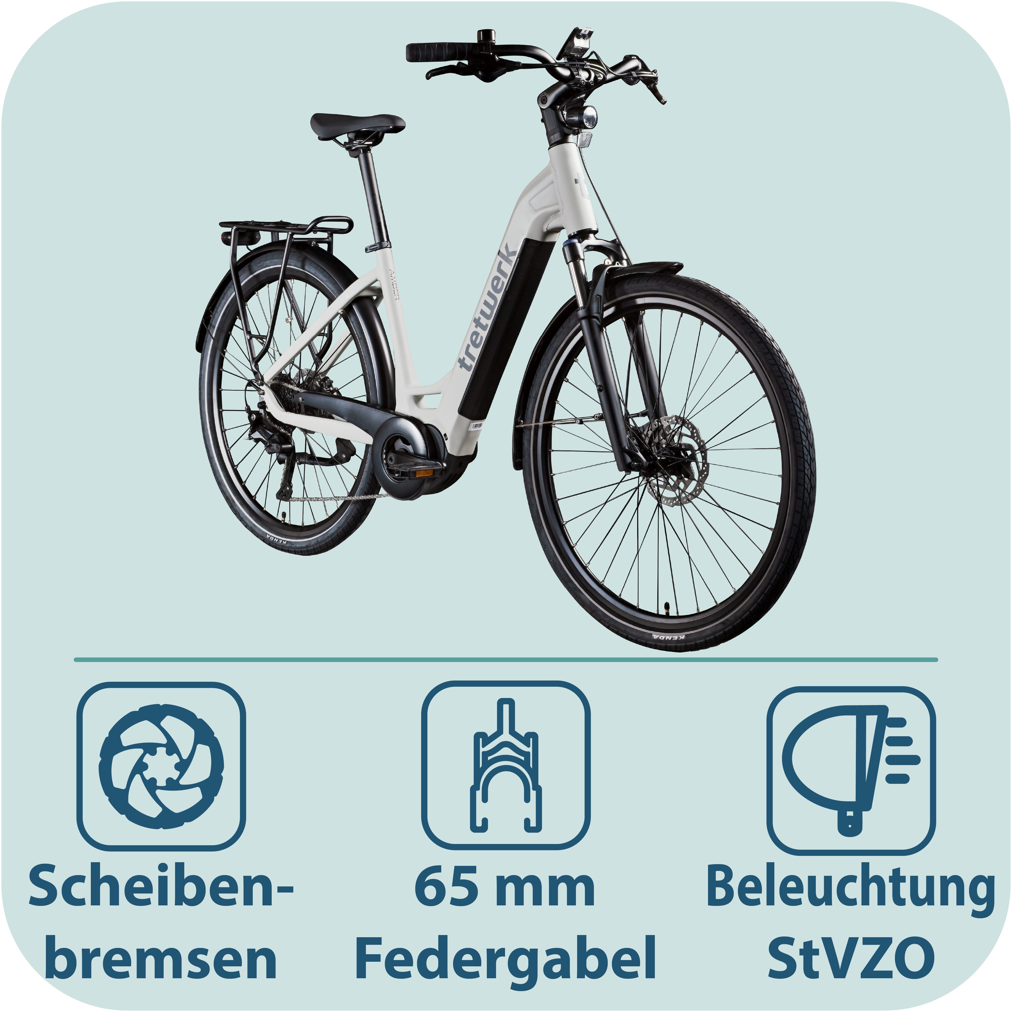 Tretwerk E-Bike Cityrad Amber, 9 Gang Shimano Cues U3020 Schaltwerk, Kettenschaltung, Mittelmotor, 733 Wh, E Bike Damen 28" Elektrofahrrad 155 - 185cm Hollandra – Bild 3 von 5