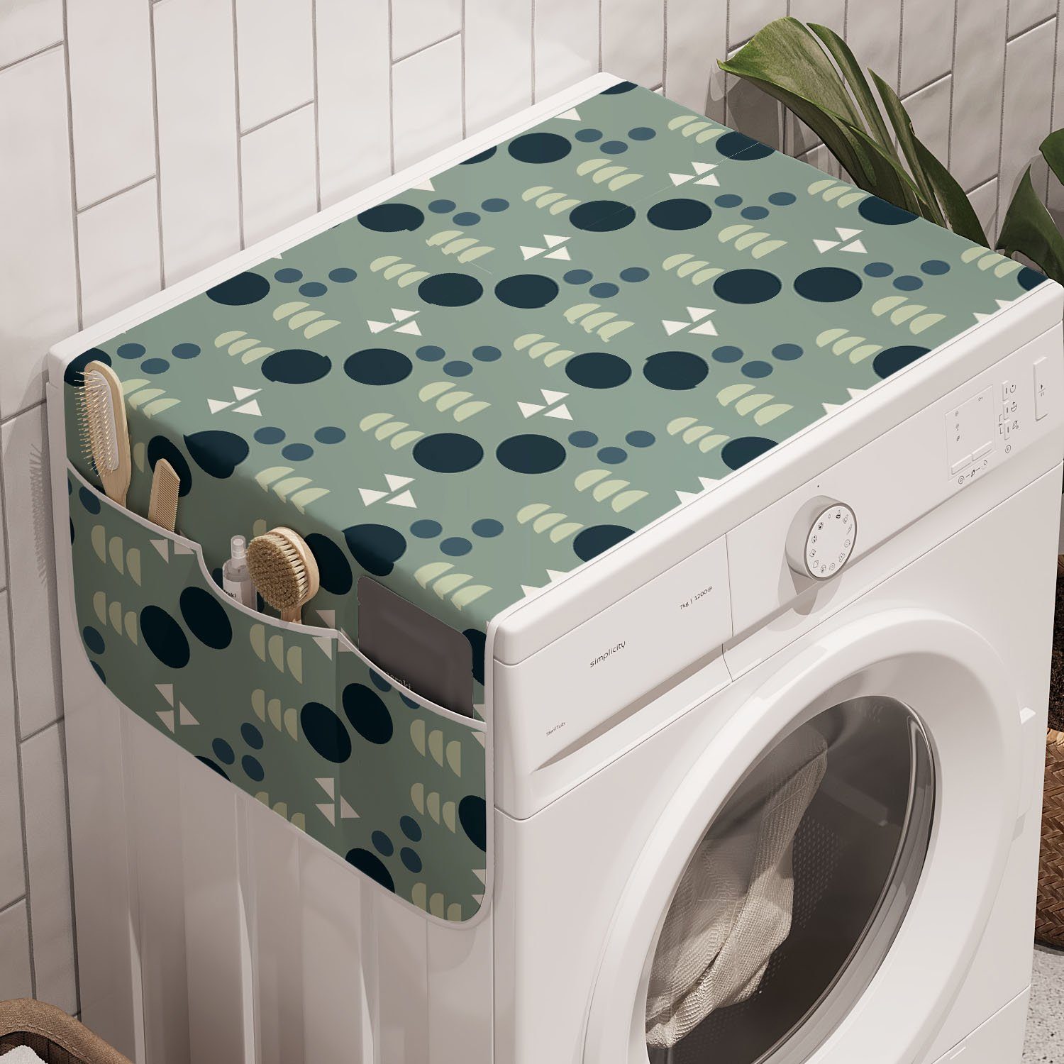 Badorganizer Abakuhaus Waschmaschine für und Dreiecke Trockner, Kreise und Anti-Rutsch-Stoffabdeckung Geometrisch