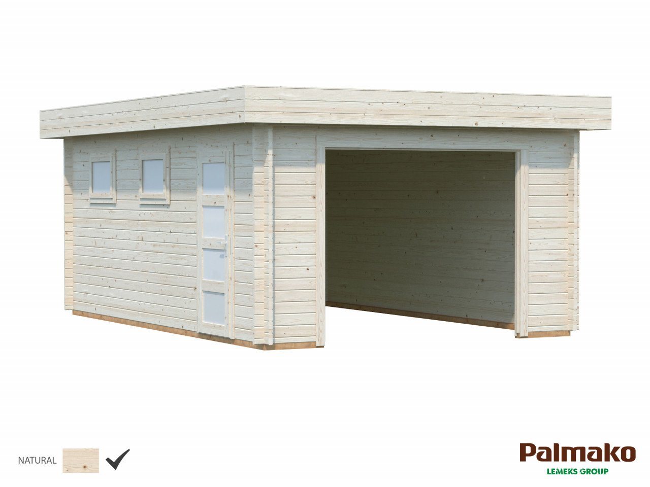 Thumbnail - Palmako Garage Holzgarage Rasmus 19,0 ohne Tor natur, Einzelgarage aus Holz mit Premium Dachbahn