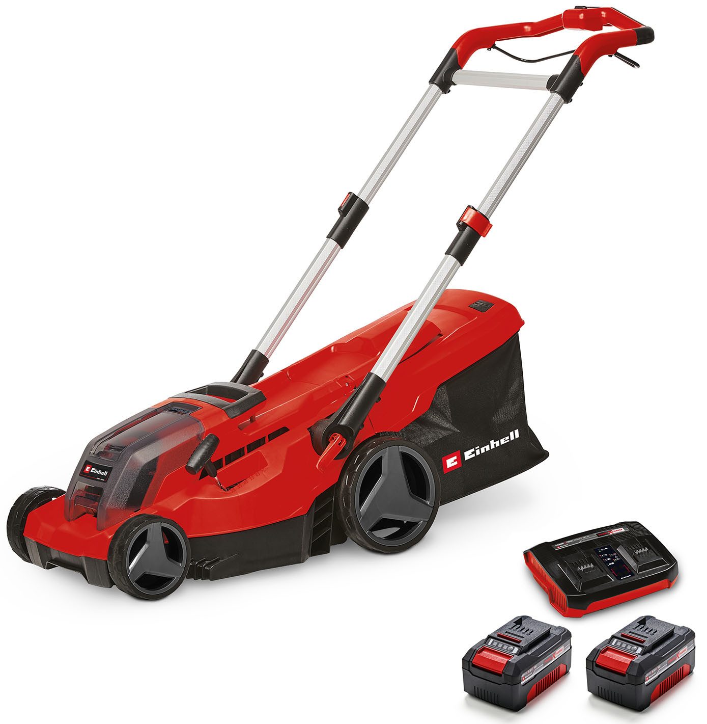 Einhell Akkurasenmäher Professional GP-CM 36/450, 38 cm Schnittbreite, 2 x 4 Ah Akku, Twincharger und Mulchkeil