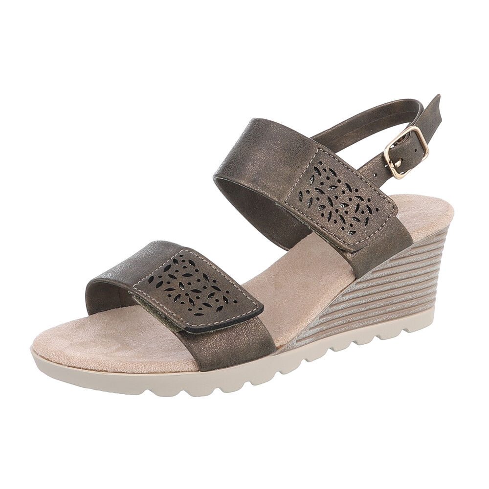 Ital-Design Damen Freizeit Keilsandalette (86706853) Keilabsatz/Wedge Keilsandaletten in Dunkelgrün