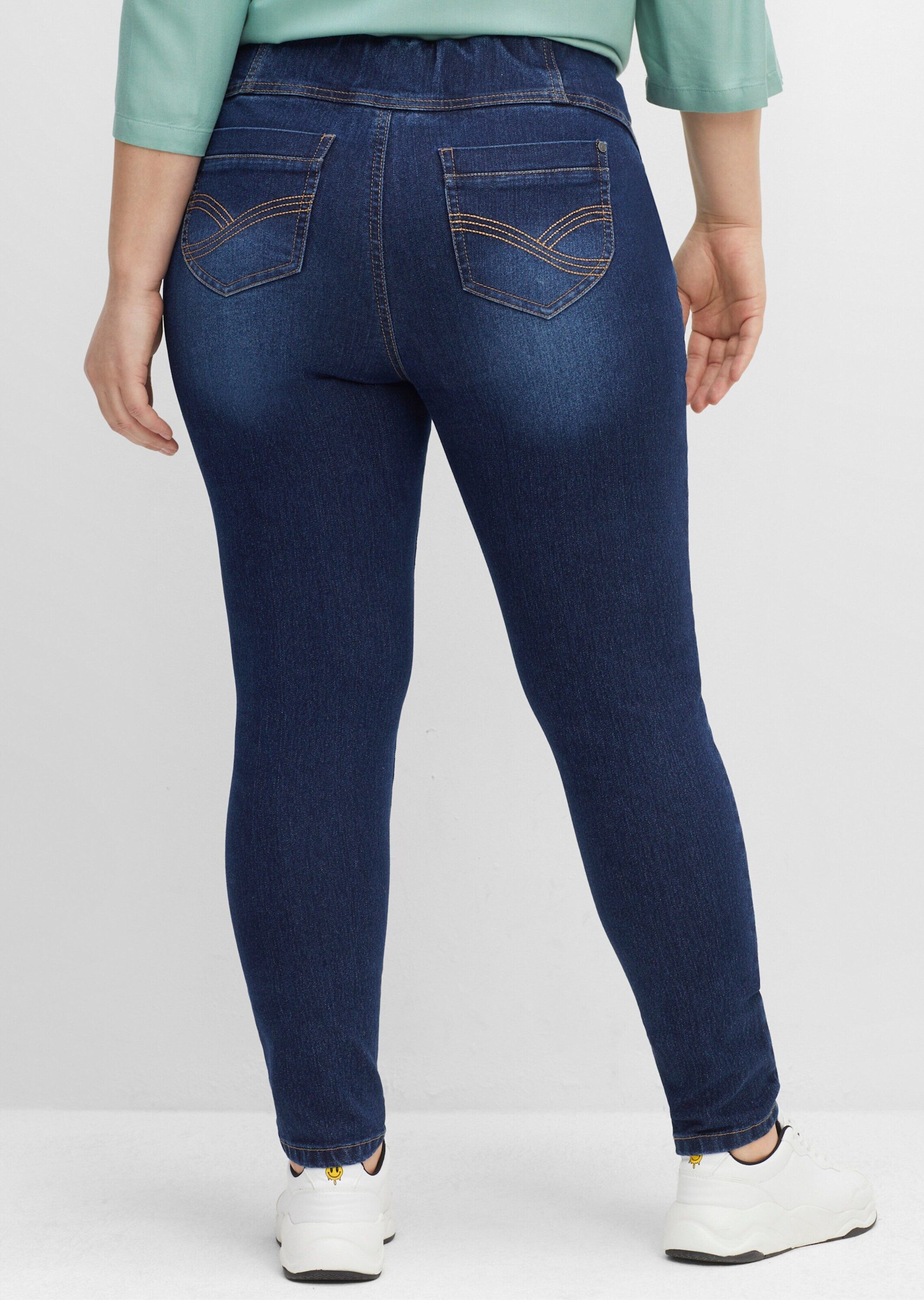 Sheego Bequeme Jeans Schlupfjeans mit breitem Gummibund – Bild 2 von 5