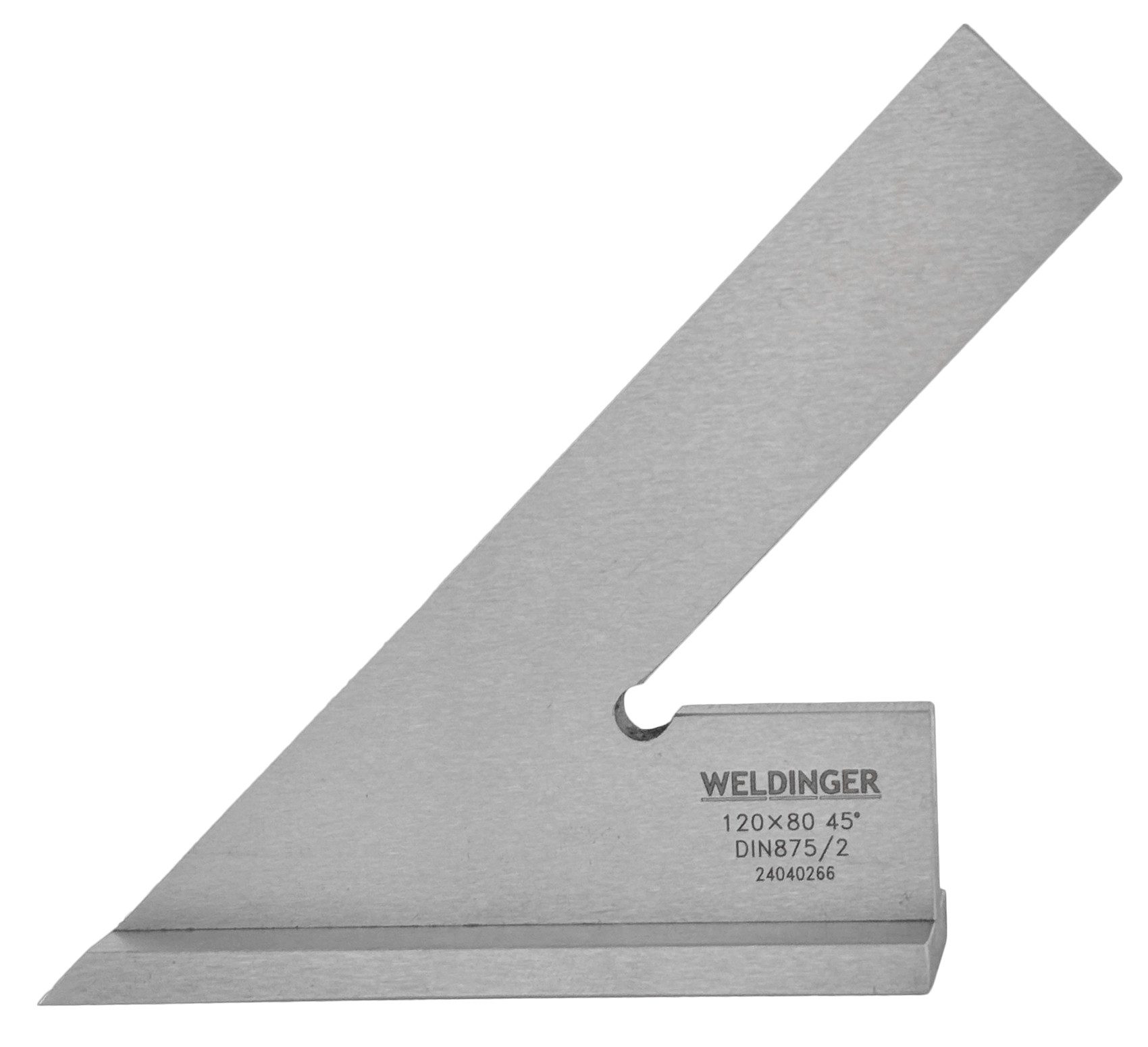 WELDINGER Anschlagwinkel Edelstahl-Winkel 45° 80x120 mit Anschlag Schweißzubehör Messgerät, DIN 875/2, 80x120 mm (1-St), Ausrichten von Werkstücken, prüfen von Schweißverbindungen