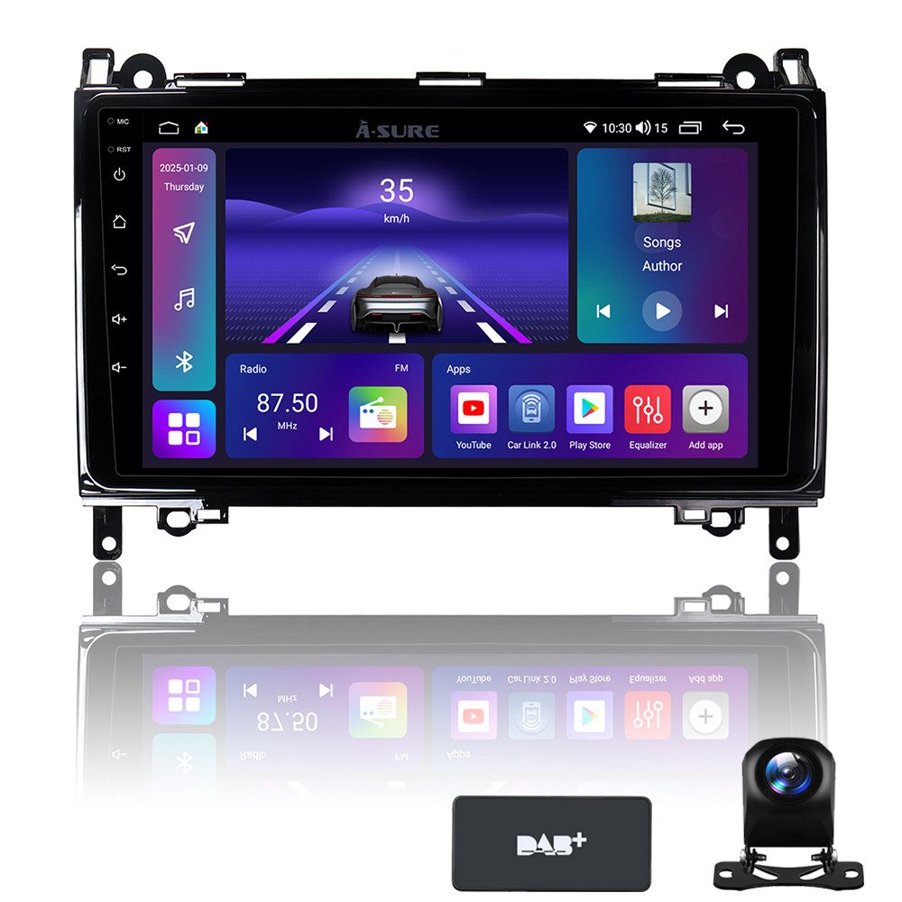 A-Sure 8-Core Android 15 Carplay Radio Für Mercedes-Benz A B Klasse W169 W245 Autoradio (Digitalradio (DAB), FM, AM, 1280*800 IPS Screen/8-Core CPU)