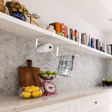 Intirilife Küchenrollenhalter, (2x Papierrollenhalterung in Weiß - Z-Form, 2-St), Platzsparende Steckalterung für Papierrollen und weitere Gegenstände