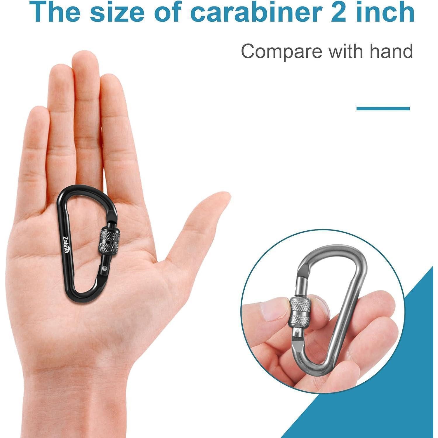 LuxusKollektion Karabiner Mini Karabiner Schlüsselanhänger 6er Set Aluminium 6cm Camping Angeln