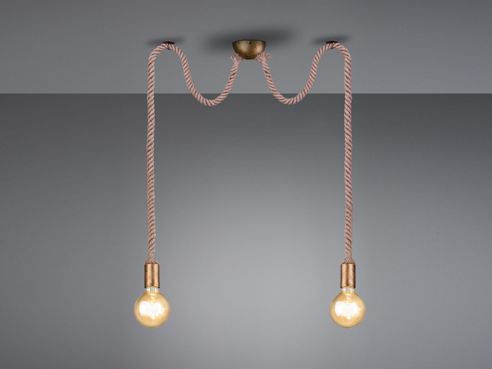 TRIO Leuchten LED Pendelleuchte, Dimmfunktion, LED wechselbar, warmweiß, Affenschaukel Seil-lampe hängend über Esstisch & Couchtisch, H 150cm