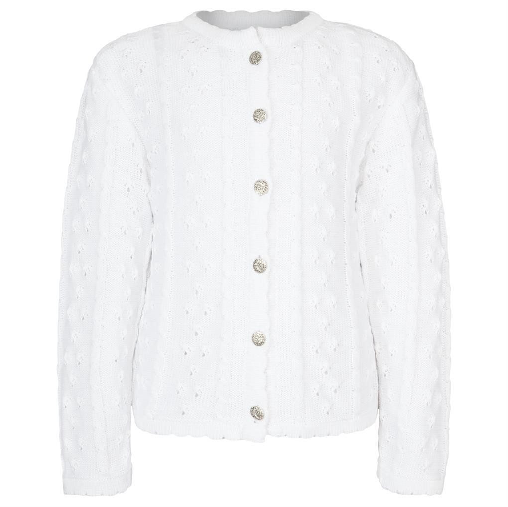 Isar-Trachten Trachtenjacke Kinderstrickjacke 47063 Zopfmuster weiß