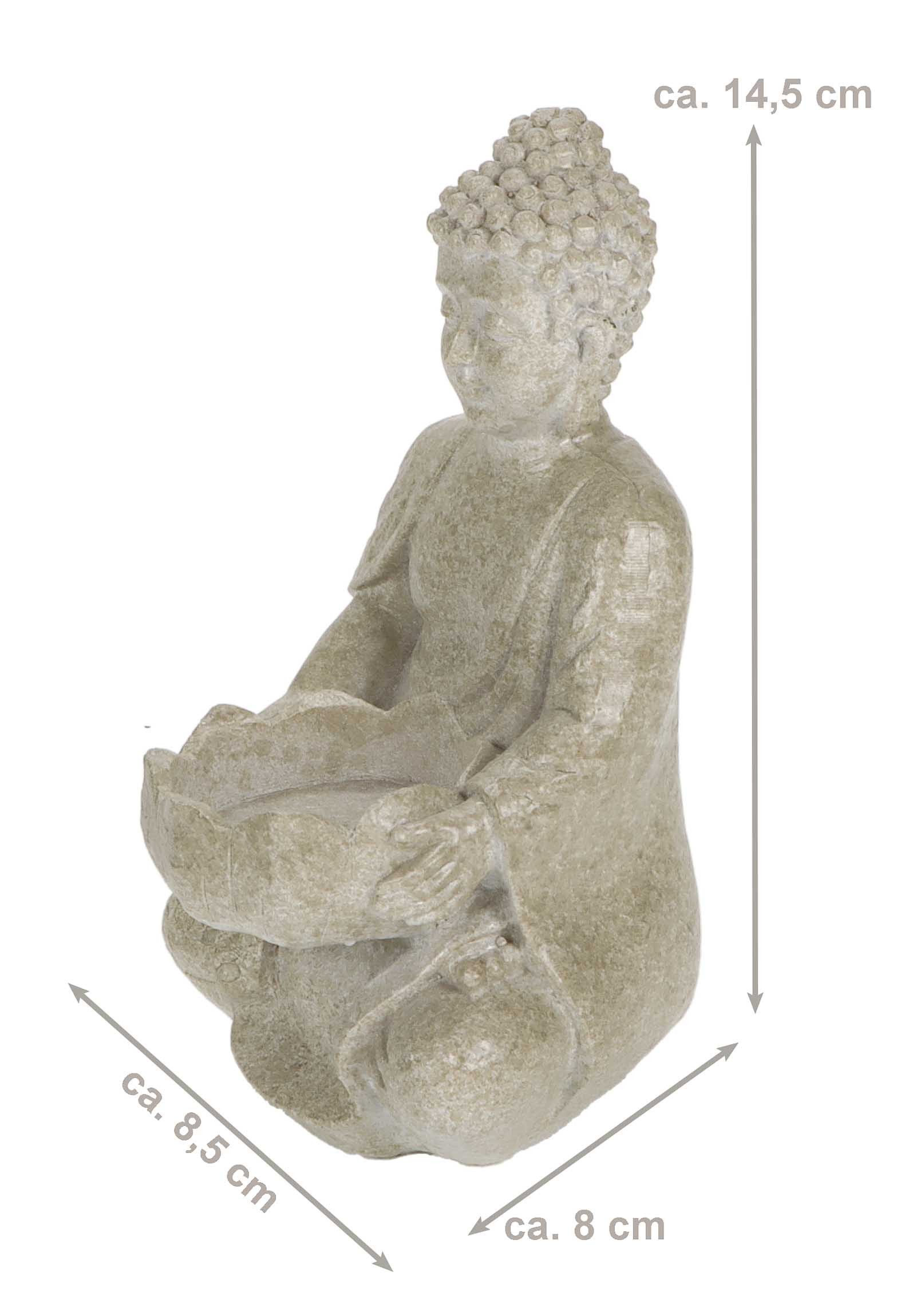 Bubble-Store Buddhafigur sitzende Buddha-Figur (Garten Deko Buddha Figur, 1 St., Buddha im Lotussitz), Buddha mit Teelichthalter