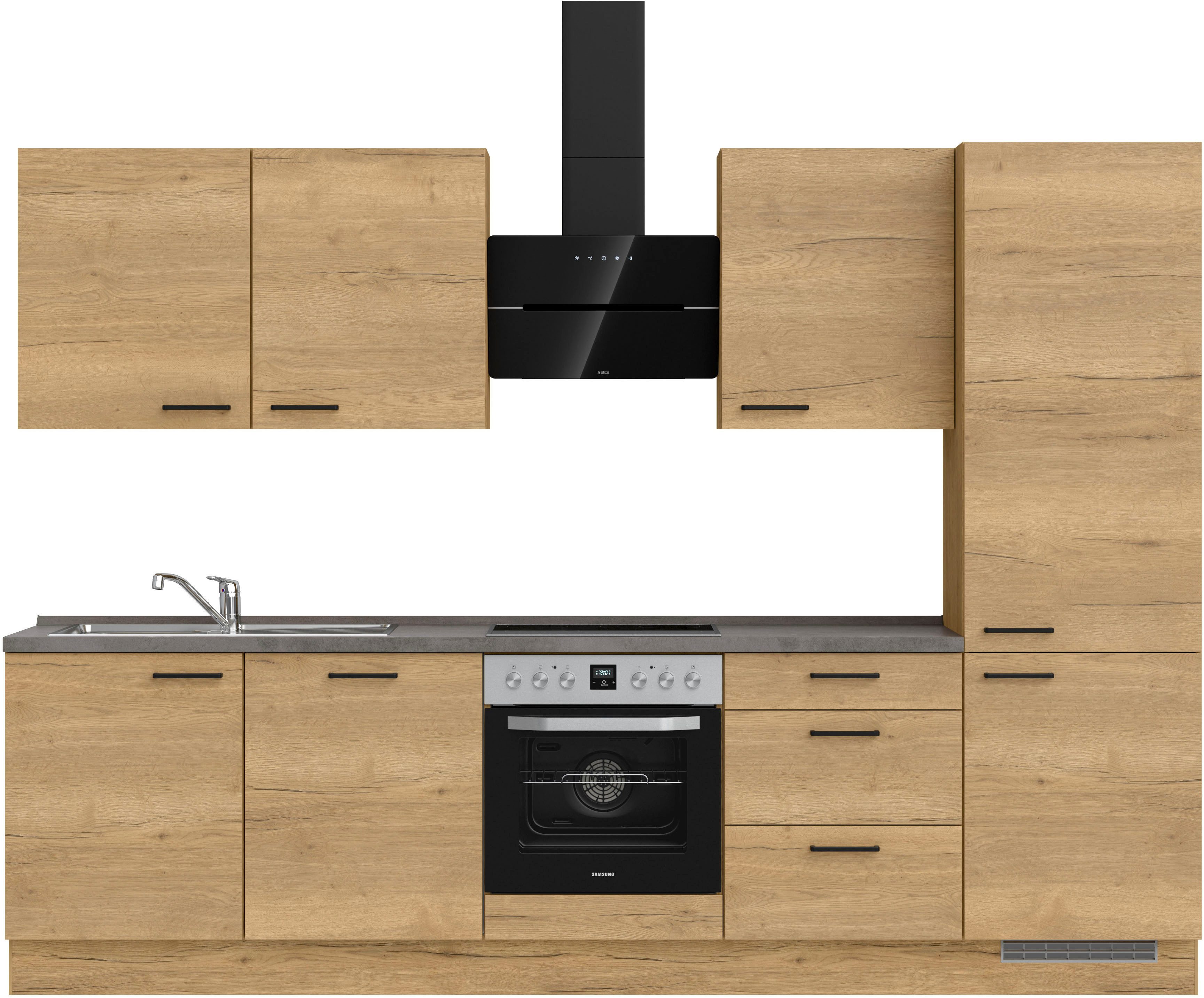 nobilia® Küchenzeile "Structura II", NEU: individuell anpassbar mit gratis Profi-Beratung, vormontiert, Breite 300 cm, Ausrichtung wählbar, wahlw. mit E-Geräten