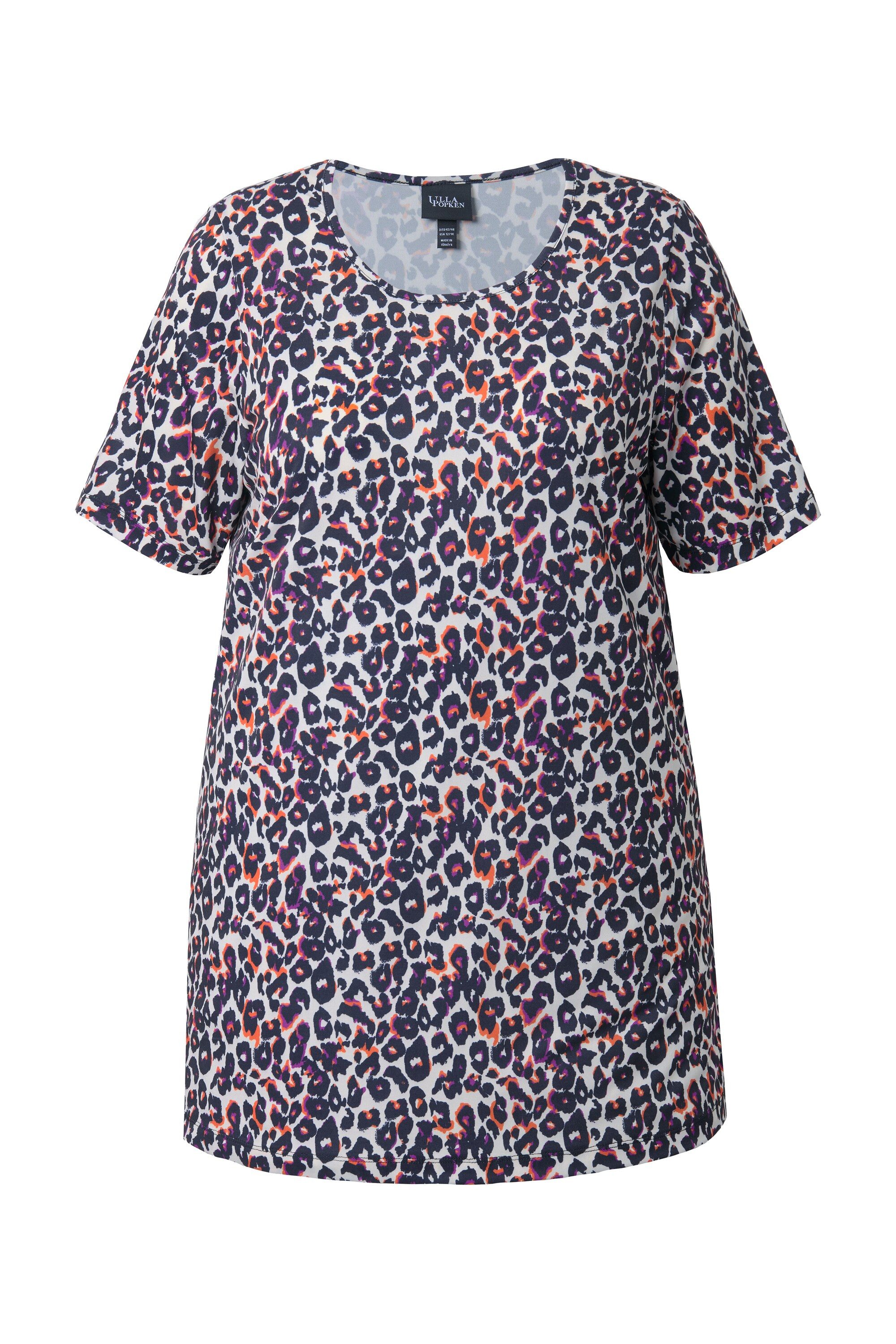 Ulla Popken Longshirt Longshirt Leomuster A-Linie Rundhals Halbarm günstig online kaufen