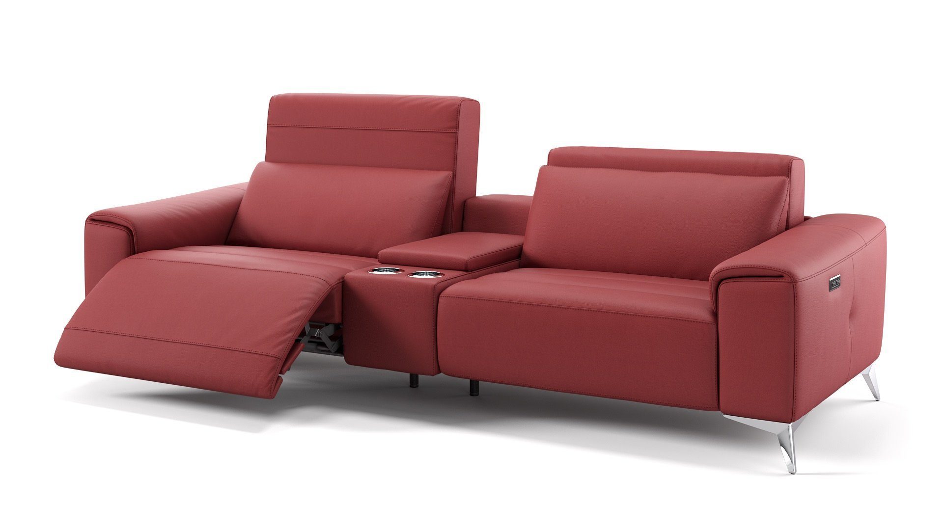 Sofanella Sofa Sofanella - Leder 2-Sitzer Kinosofa BELLA in Rot XL: 252 x 100 cm