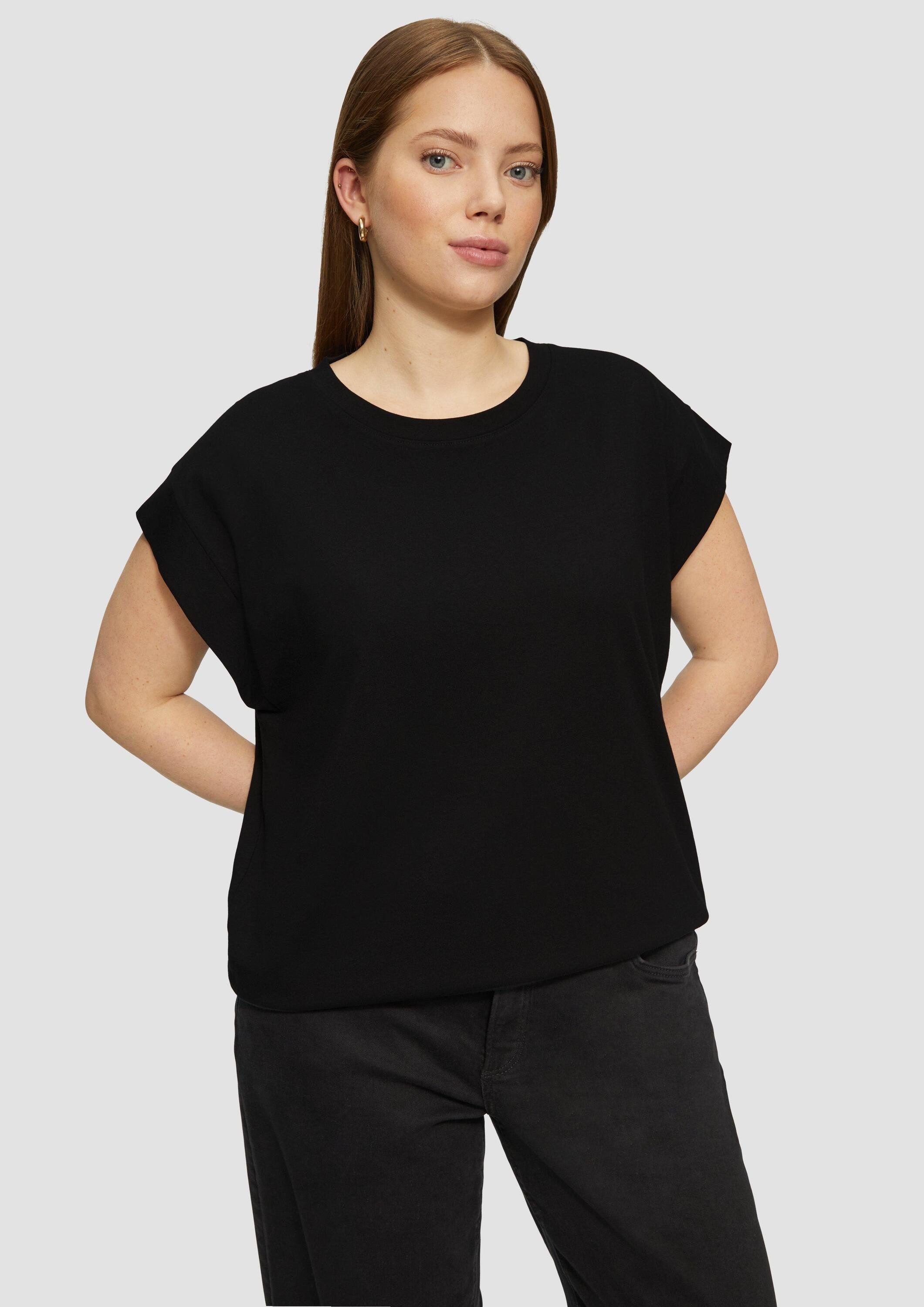 QS Kurzarmshirt T-Shirt Baumwollshirt mit Schulterdetail günstig online kaufen