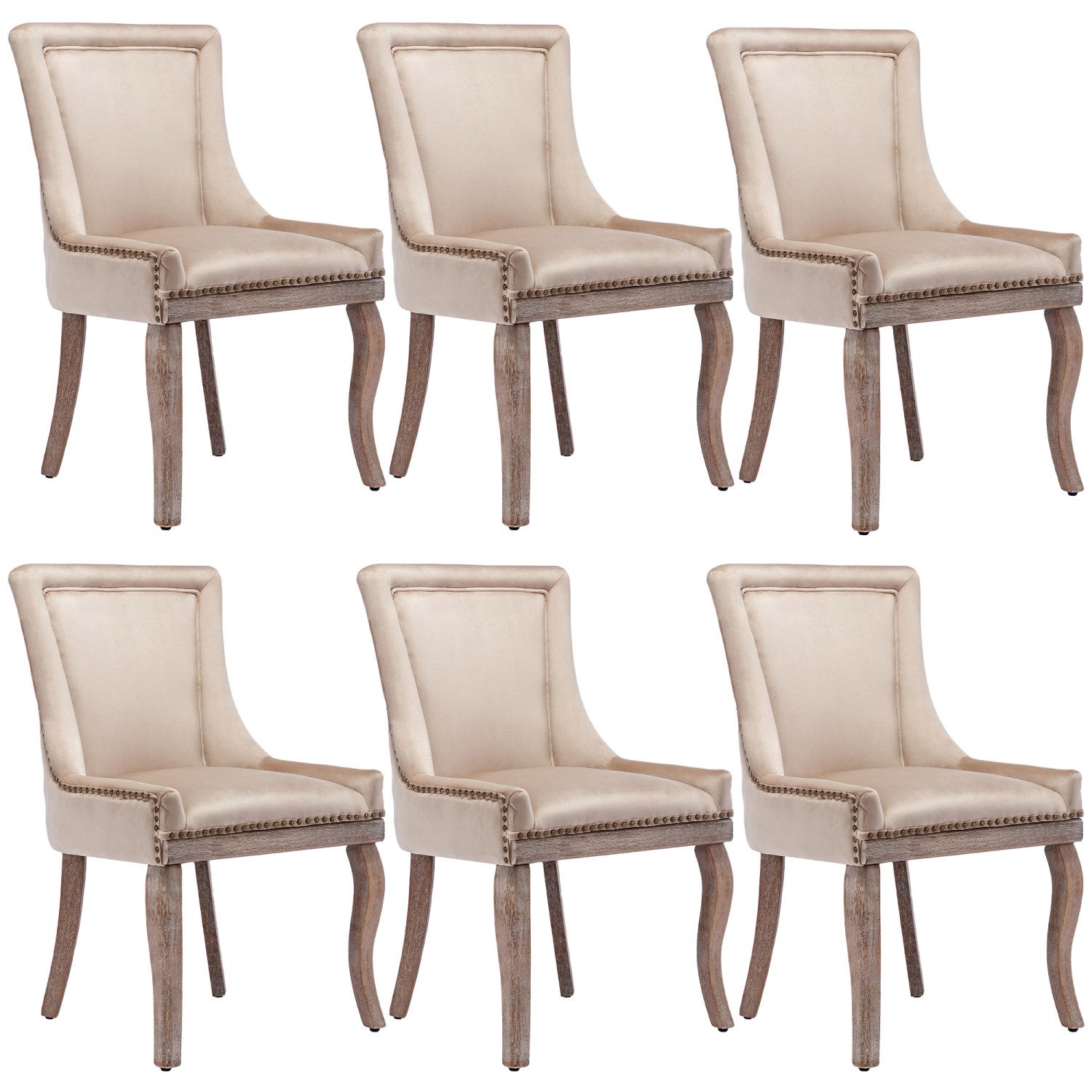 Flieks Esszimmerstuhl (Set, 6 St), 6er Set Polsterstühle Küchenstühle Samt günstig online kaufen