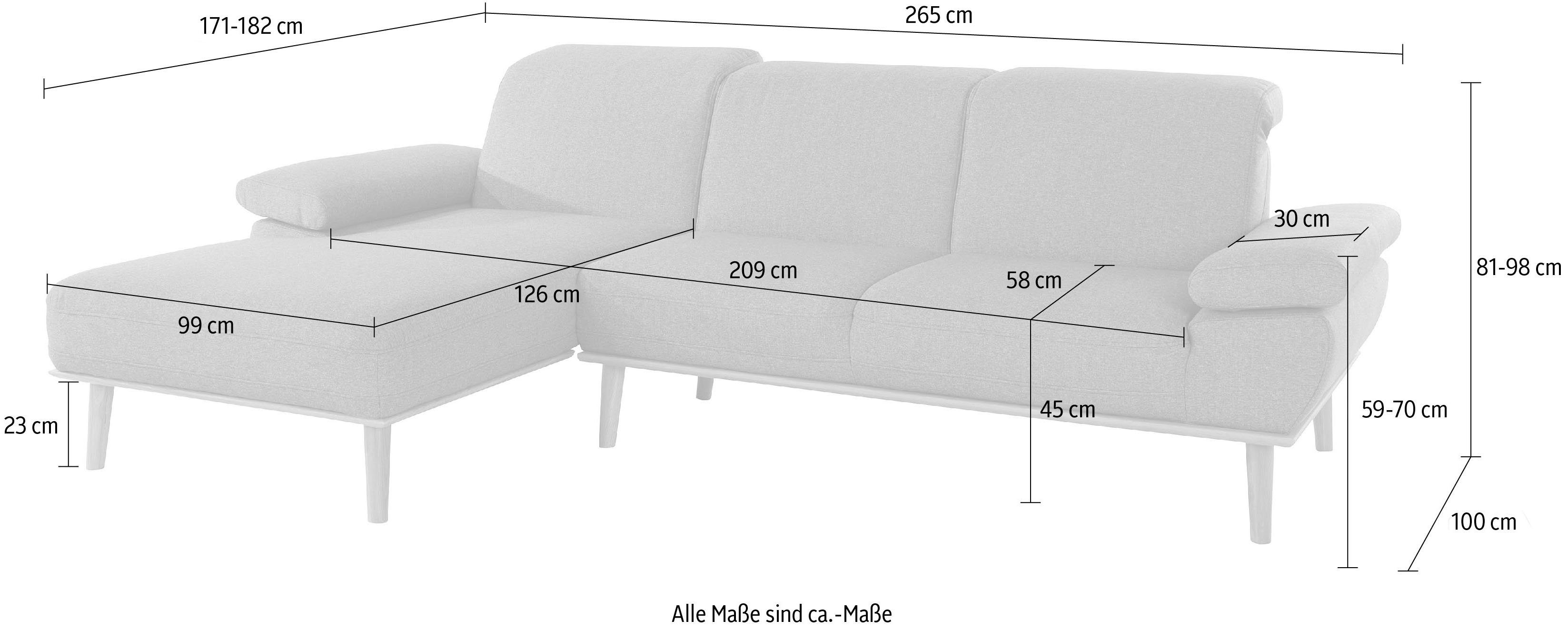 andas Ecksofa Lillehem, incl. Rückenverstellung wahlweise und Armteilverstellung, mit Kopf