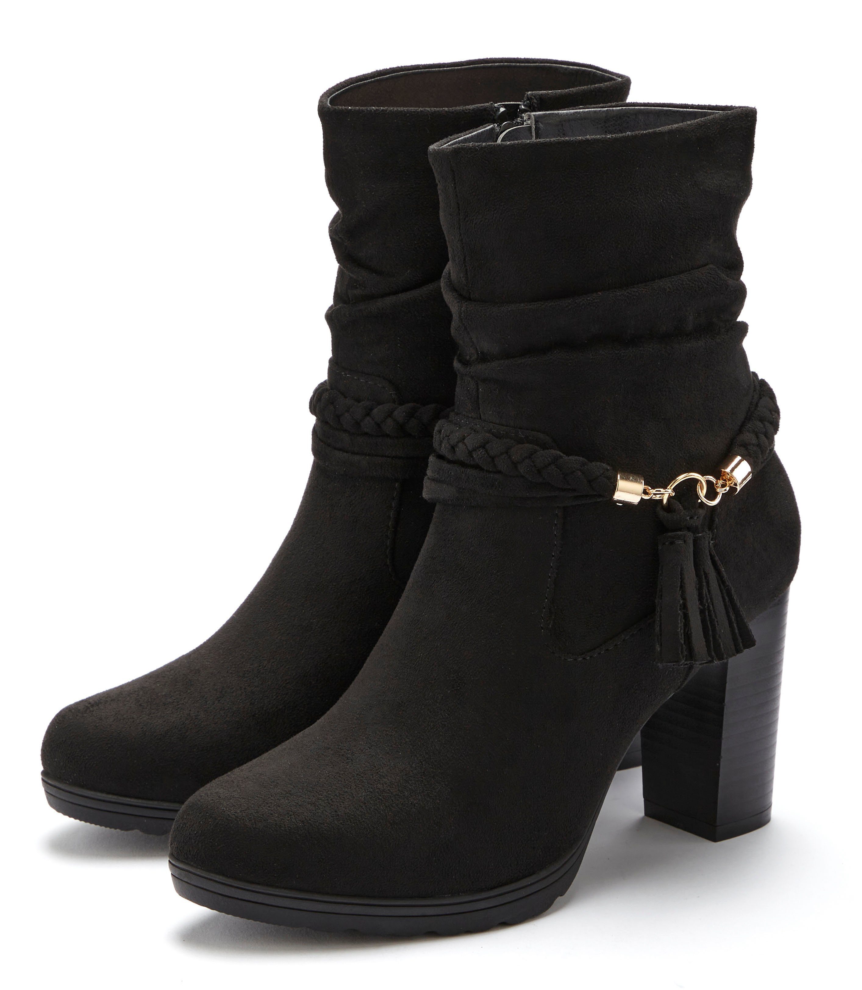 LASCANA Stiefelette Stiefel, Boots mit Blockabsatz und Schmuckelement VEGAN günstig online kaufen