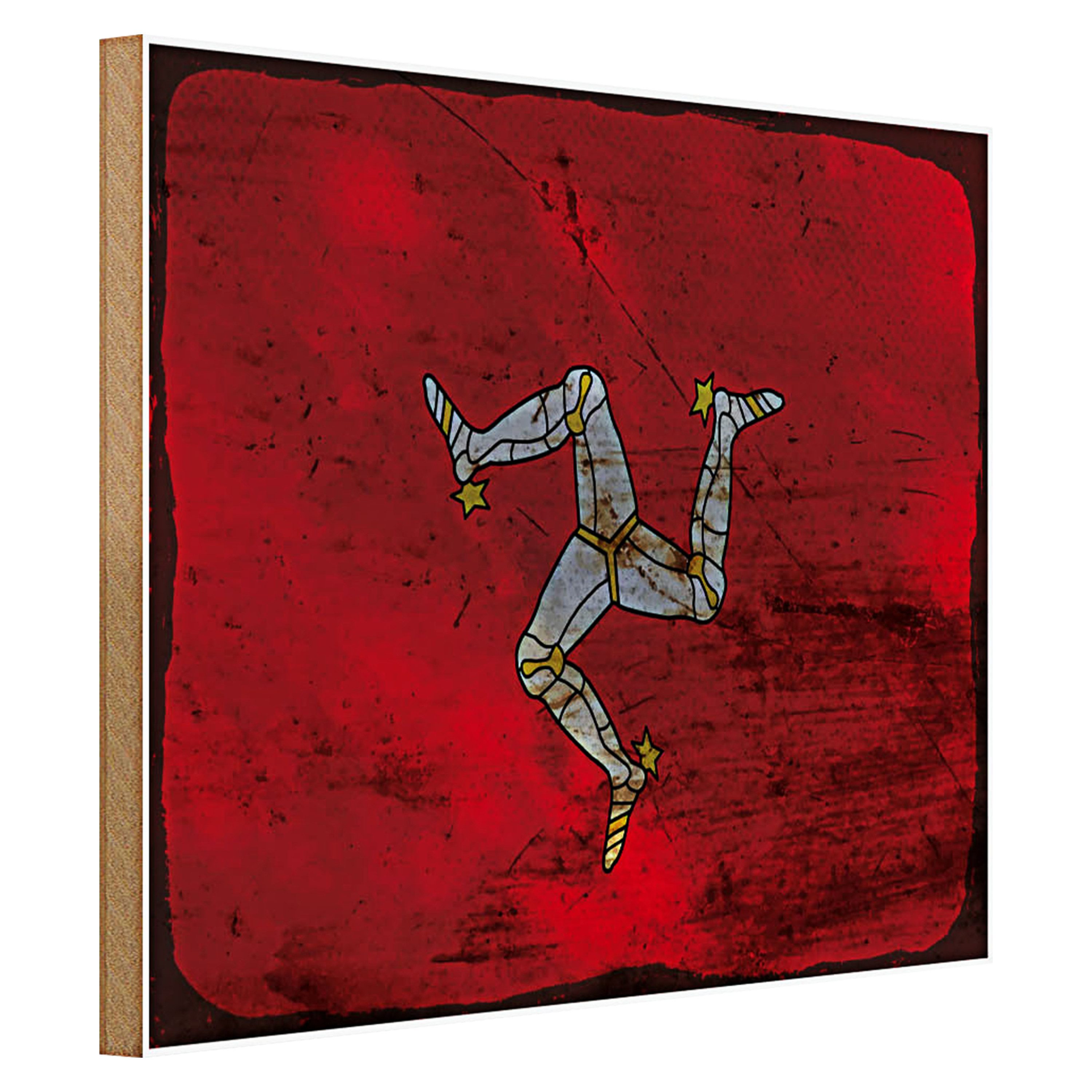 Roomando Holzbild Flagge Isle of Man 40x30cm Isle of Man Rost
