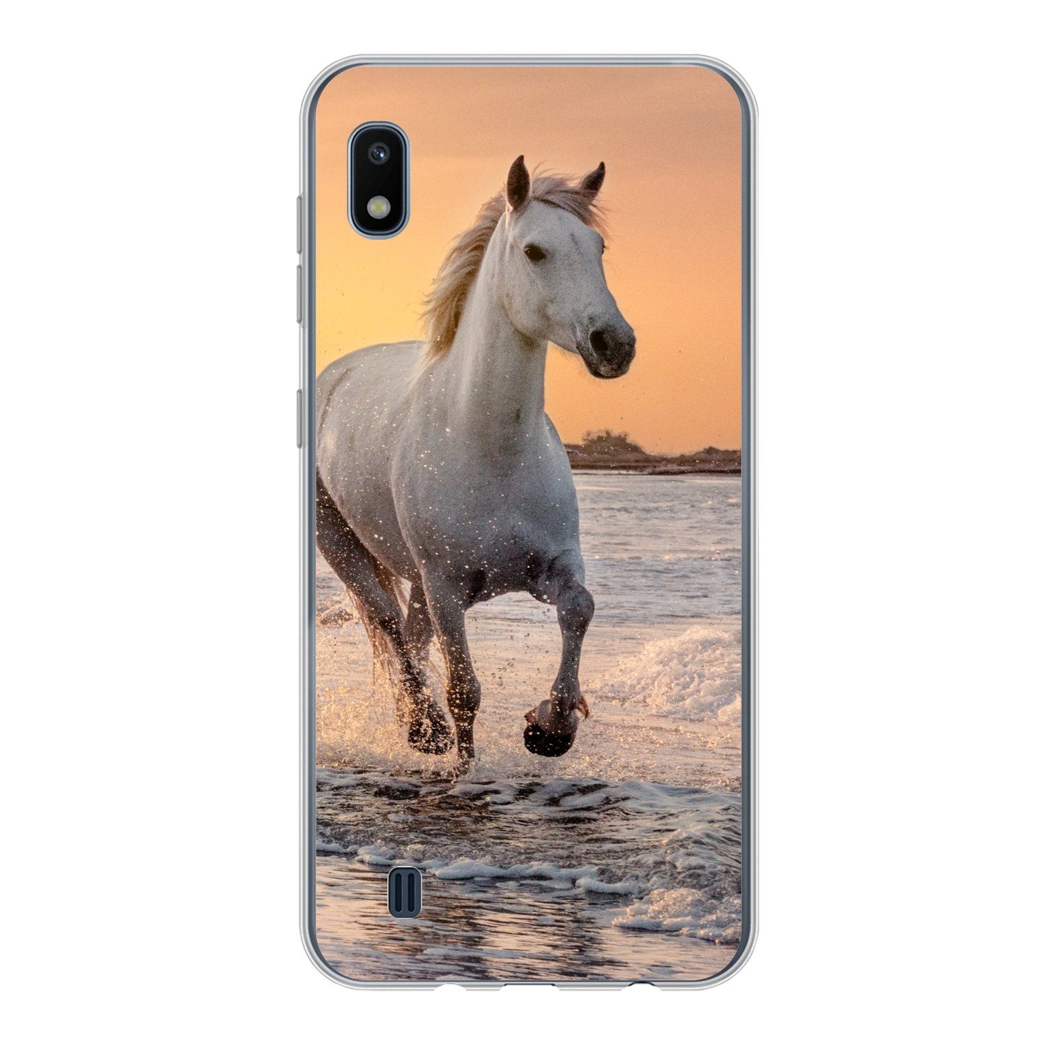 MuchoWow Handyhülle für Samsung Galaxy A10 Pferde - Sonne - Meer - Strand - Tiere, Smartphone-Bumper, Print, Handy Schutzhülle Dünn