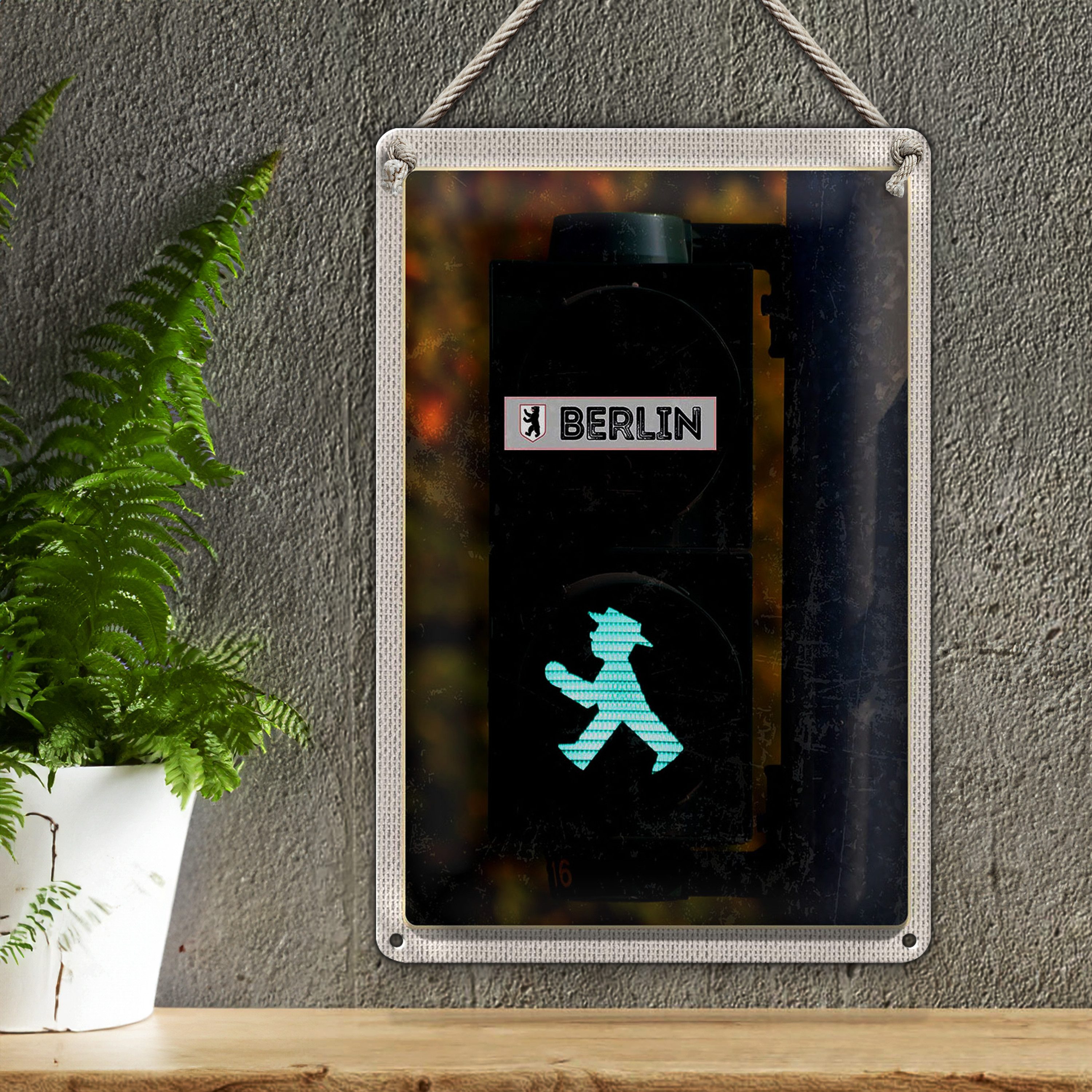 Roomando Metallschild Blechschild Reise 20x30cm Berlin Deutschland Ampel Reise
