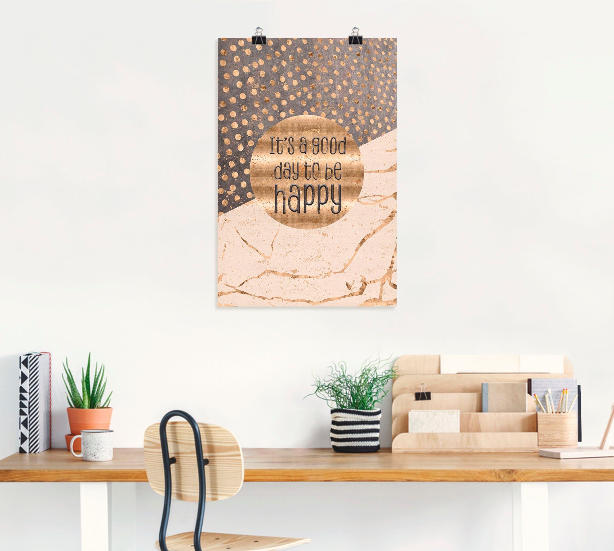 Artland Wandbild Ein guter Tag um glücklich zu sein, Sprüche & Texte (1 St), als Alubild, Leinwandbild, Poster in verschied. Größen